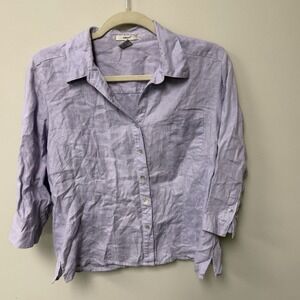 Edward Linen Luxe Quiet Luxury Coastal Grandmother Minimalist Size Large Shirt